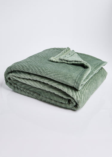 Couverture microfibre effet chevrons Ourson Tilleul