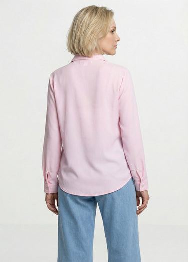 Chemisier fluide uni plissé boutons strass Rose