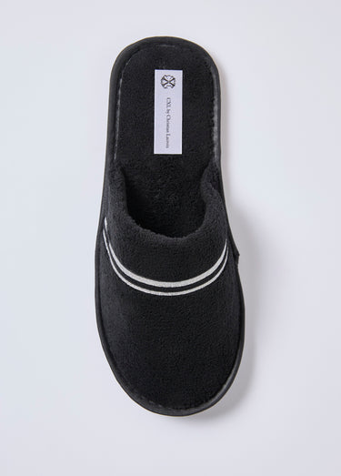Chaussons façon mules, lignes contrastées Noir