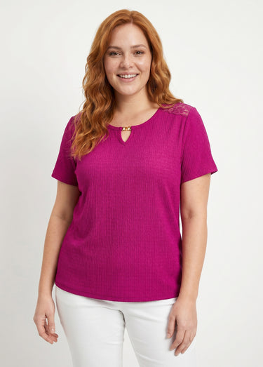 T-shirt court dentelle Cassis