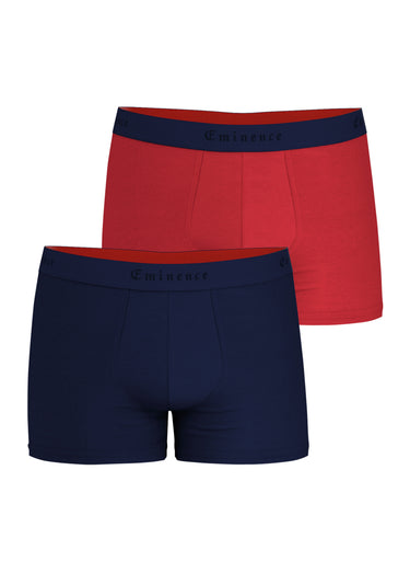 Boxers assortis, rayé et uni Marine/Rouge