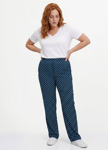 Pantalon imprimé taille élastiquée Pois
