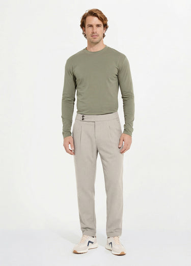 Pantalon chic à chevrons, aspect lainage Beige
