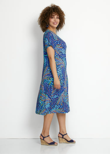 Robe courte maille imprimée Imprime/Bleu