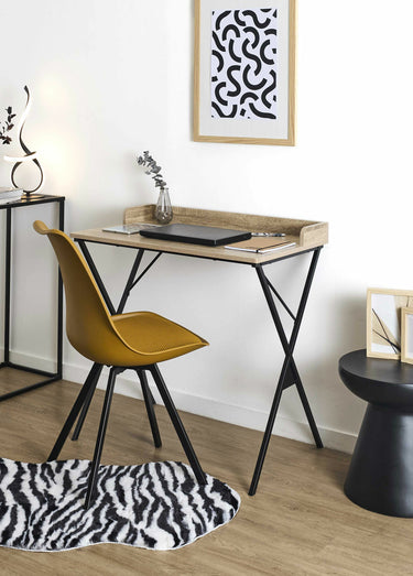 Bureau design pieds métal et bois clair Marron/Noir