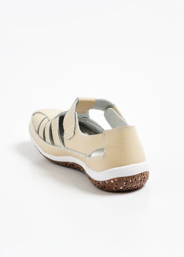 Ballerines en cuir ajouré semelle confort Beige
