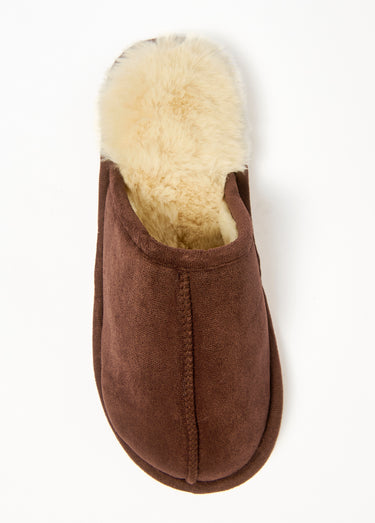 Chaussons fourrés chauds en suédine Marron