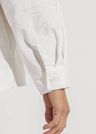 Veste surchemise en coton broderie anglaise Blanc
