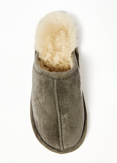Chaussons fourrés chauds en suédine Gris
