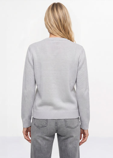 Gilet long boutonné brodé perlé col V Argent