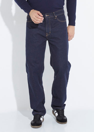 Jean denim 5 poches bas resserré, brut Bleu