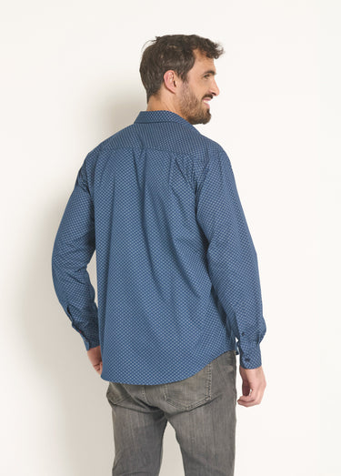 Chemise coton carreaux fantaisie Marine