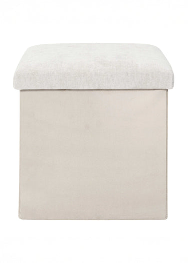 Pouf bouclette avec coffre de rangement 1B Beige