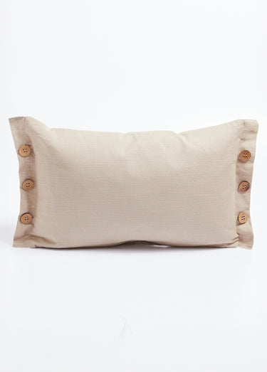 Coussin coton/lin avec boutons fantaisie Ecru