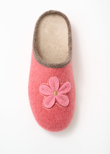 Chaussons mule compensés largeur confort Vieux Rose