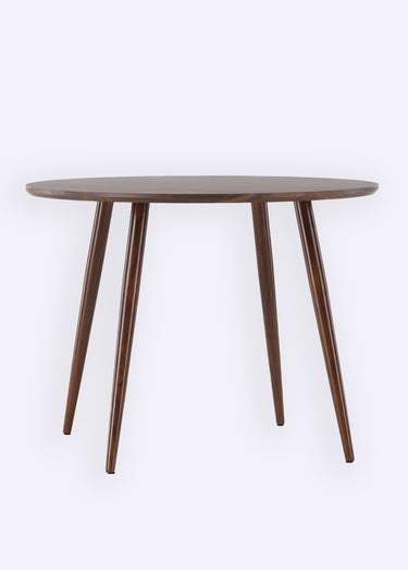 Table à manger ronde bois, pieds compas Marron Fonce