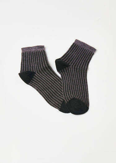Chaussettes fil métallisé cotelées Rose