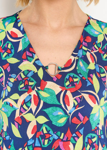 T-shirt manches courtes uni ou imprimé Marine/Vert