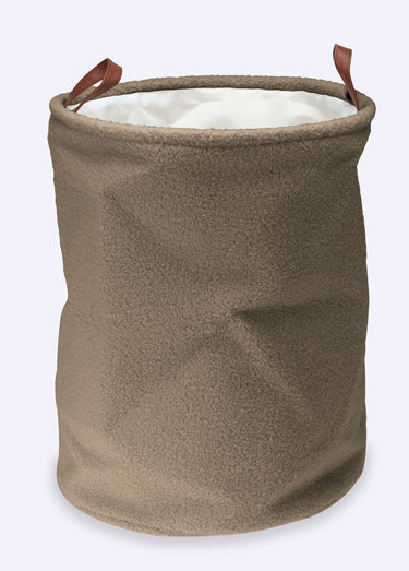 Panier à linge aspect laineux, 2 anses Marron Clair