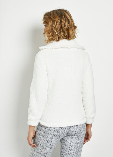 Pull zippé confort polaire chaud clair Blanc