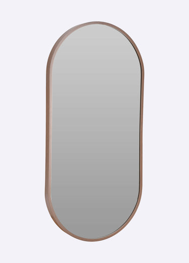 Miroir ovale avec contour fin en métal Marron