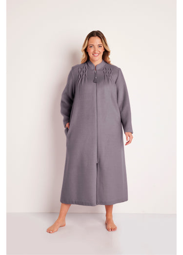 Peignoir zippé maille Courtelle® Gris Perle