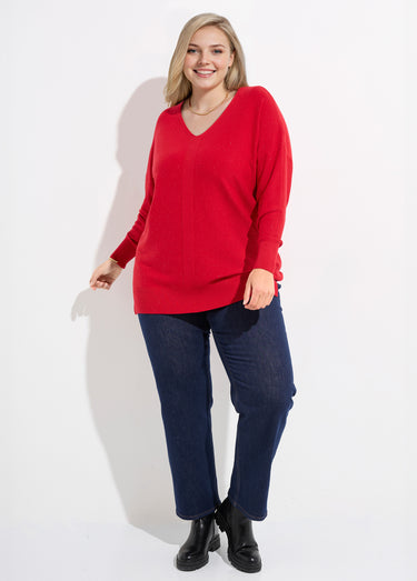 Pull maille fine jauge avec mini sequins Rouge