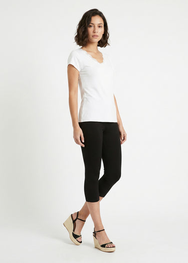 Legging court coton taille élastiquée Noir