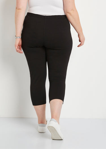 Legging court coton taille élastiquée Noir
