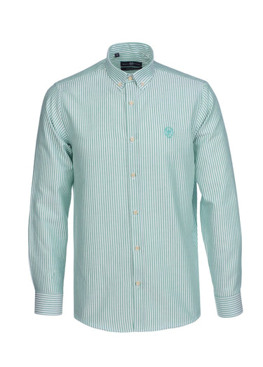 Chemise rayée manches longues col boutonné Vert Raye