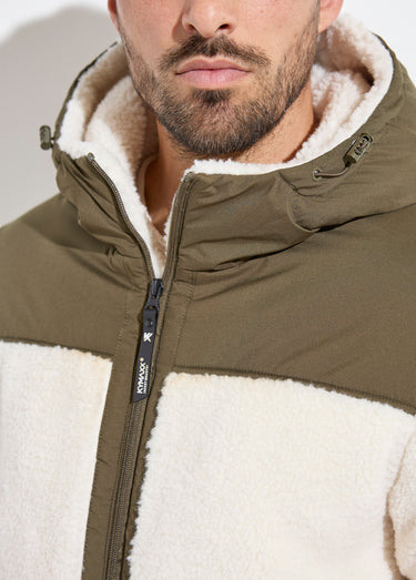 Veste chaude polaire sherpa façon moutonné Vert Fonce