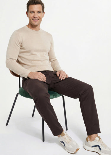 Pantalon de ville en toile stretch Marron