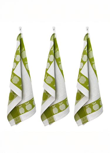 Lot de 3 torchons jacquard assortis, Carré 2V Vert