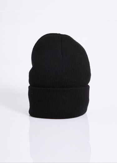 Bonnet en maille fines cotes à revers Noir