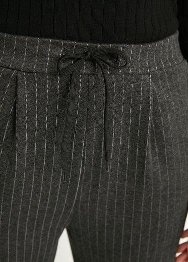 Pantalon droit taille élastiquée maille stretch Gris Raye