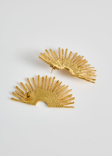 Boucles d'oreilles demi soleil en inox Dore