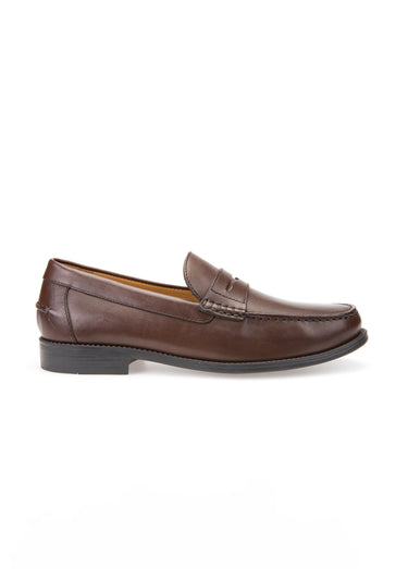 Mocassins classiques en cuir avec patte Brun Fonce
