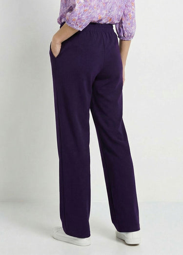 Pantalon large uni taille semi-élastiquée Violet