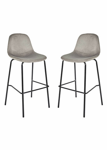 Chaises de bar assise velours, clair 1J Gris