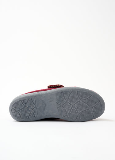 Chaussons scratchés largeur confort fourrés Bordeaux