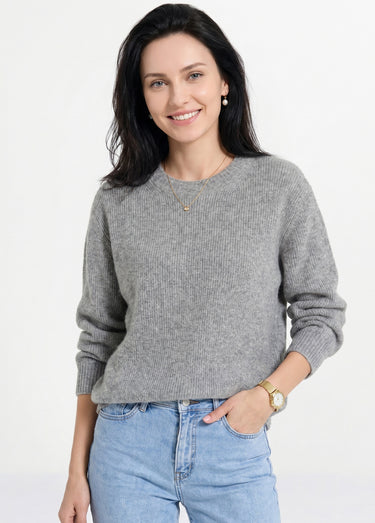 Pull chaud côtelé avec laine et fibres recyclées Gris Chine