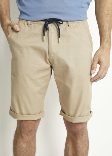 Bermuda coton ceinture élastiquée Beige