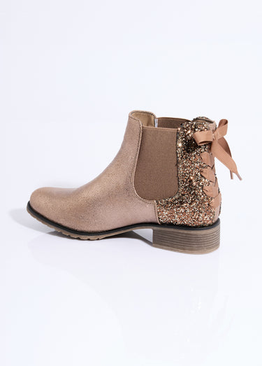 Boots Chelsea talon fantaisie avec nœud Taupe
