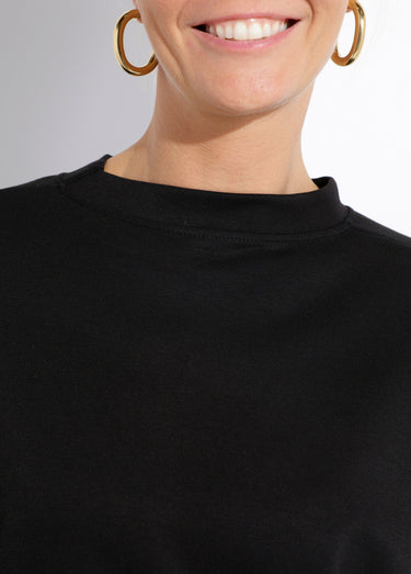 Sweat shirt large col rond, manches 3/4 Noir