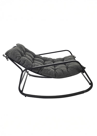 Fauteuil bascule foncé coussin rembourré Noir