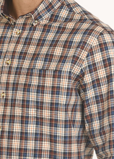 Chemise flanelle détails velours, clair Carreaux Marron