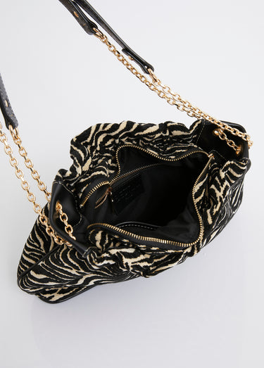 Sac à main bourse, motif velours zèbre Zebre