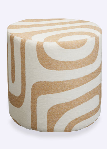 Pouf bicolore avec tissu à effet Beige