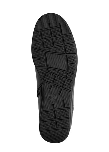 Boots plissées en cuir, compensées Noir