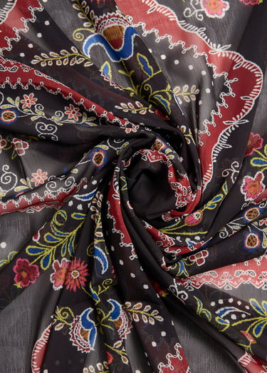 Coupon tissu voile imprimé fleurs 1N Imprime